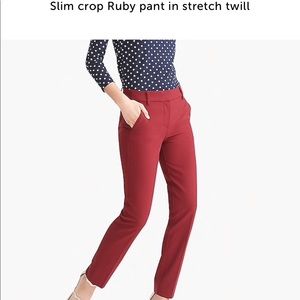 J crew red-orange City Fit cropped pant